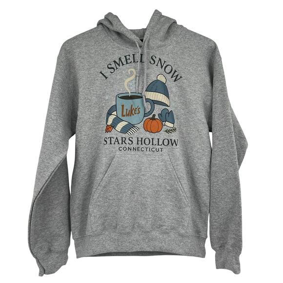 Gildan Tops - Gildan I Smell Snow Stars Hollow gray hoodie Gilmore Girls fan gear Luke's small